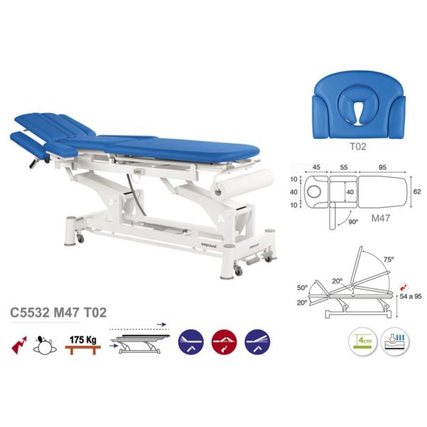 C5532 Ecopostural table de massage électrique en 3 plans