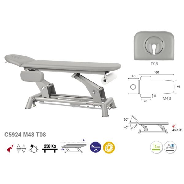 C5924 Ecopostural table de massage électrique en 2 plans