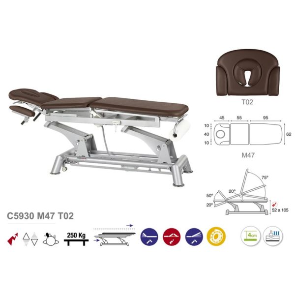 C5930 Ecopostural table de massage électrique en 3 plans