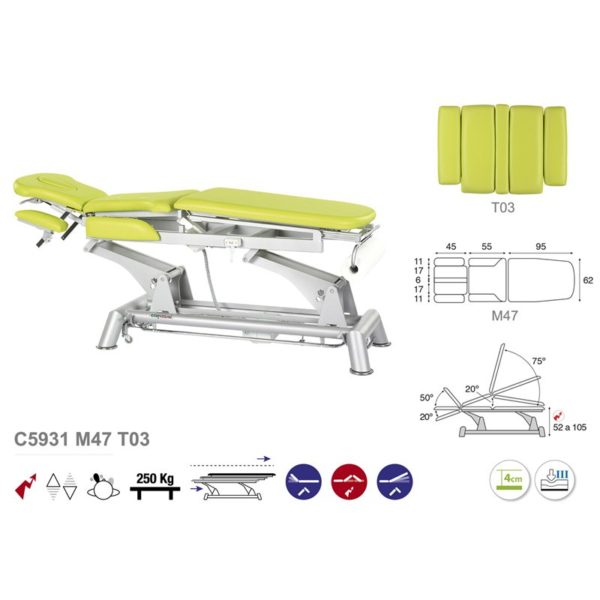 C5931 Ecopostural table de massage électrique en 3 plans