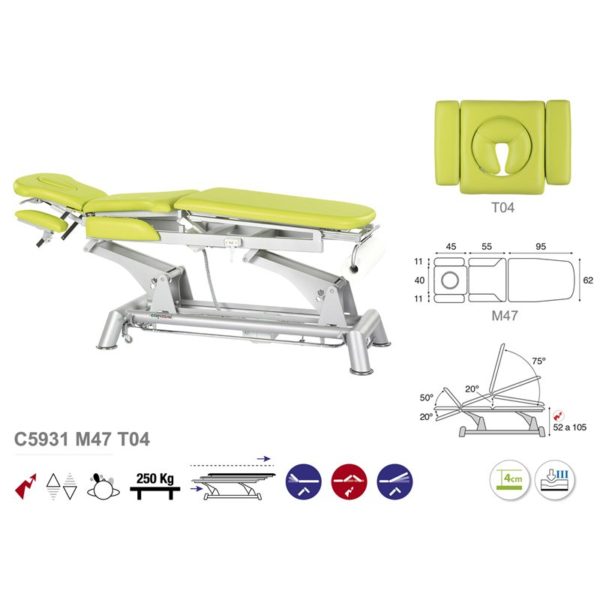 C5931 Ecopostural table de massage électrique en 3 plans