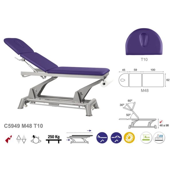 C5949 Ecopostural table de massage électrique en 3 plans