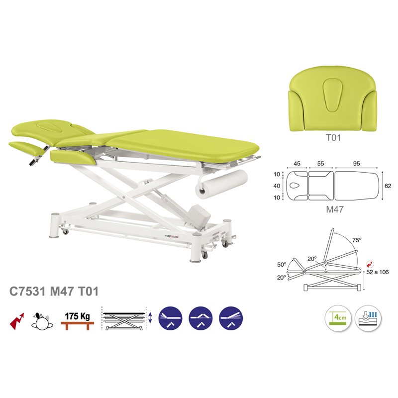 C7531 Ecopostural table de massage électrique en 3 plans