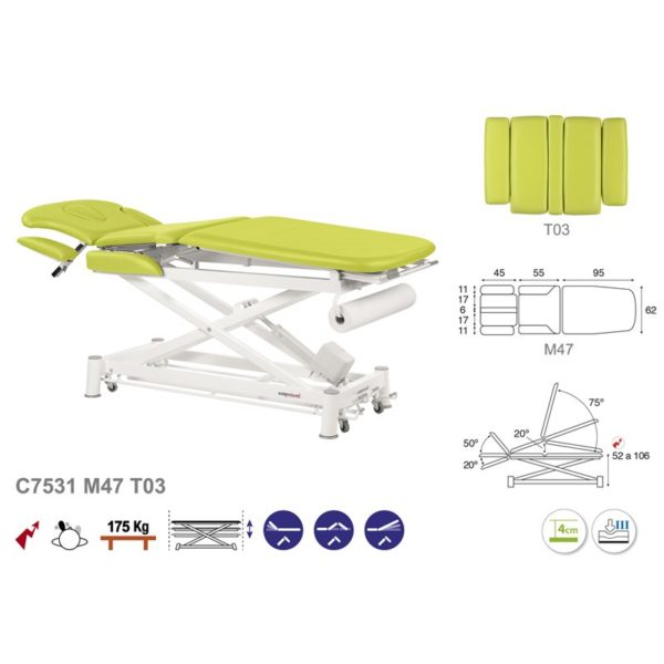 C7531 Ecopostural table de massage électrique en 3 plans