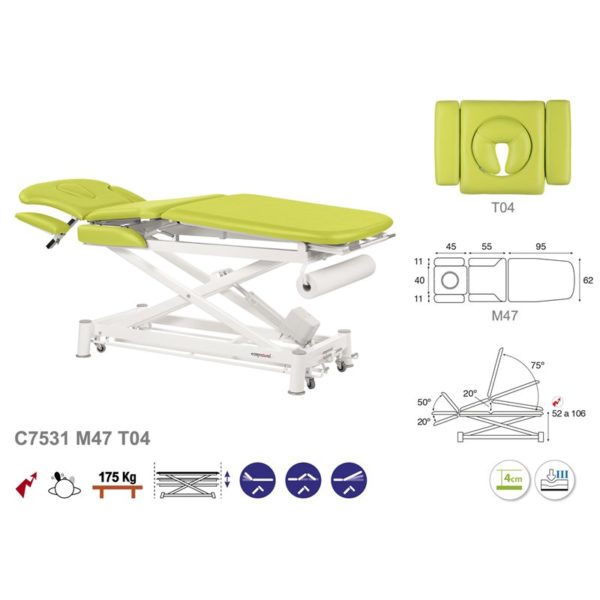 C7531 Ecopostural table de massage électrique en 3 plans