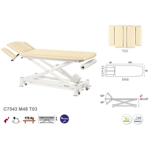 C7543 Ecopostural table de massage électrique en 2 plans