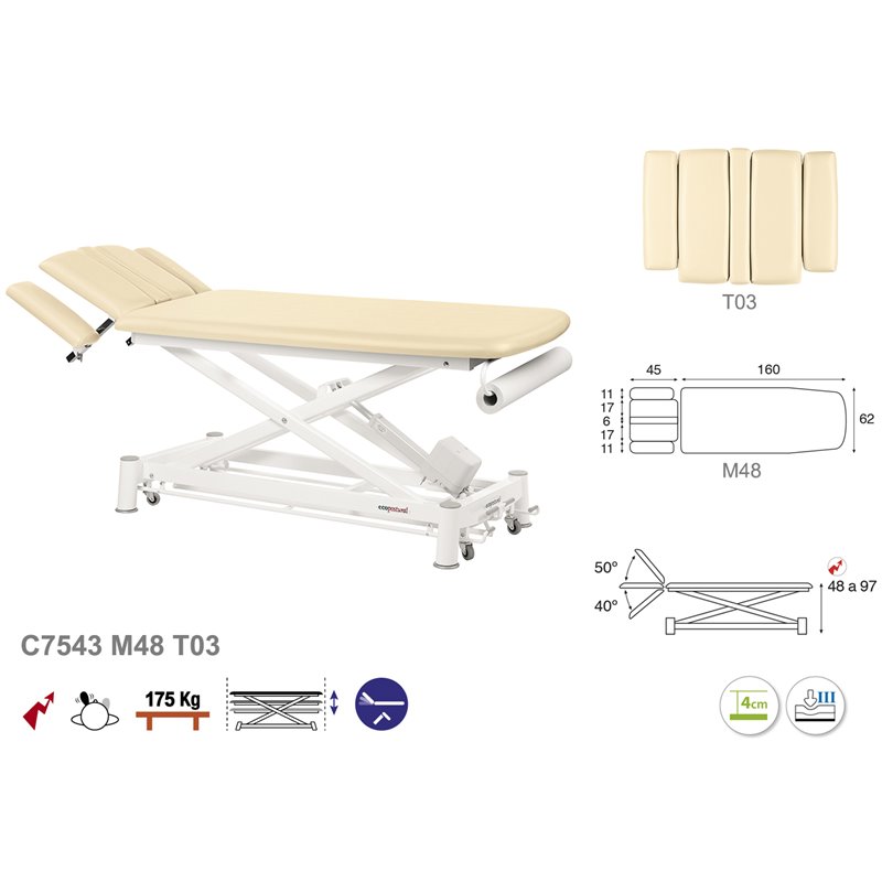 C7543 Ecopostural table de massage électrique en 2 plans