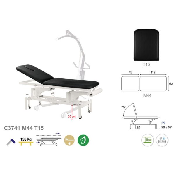 C3741 Ecopostural table de massage hydraulique en 2 plans