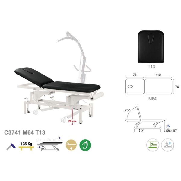 C3741 Ecopostural table de massage hydraulique en 2 plans