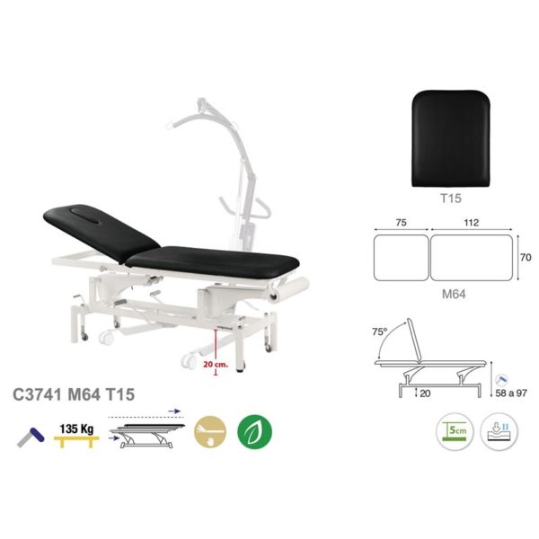 C3741 Ecopostural table de massage hydraulique en 2 plans